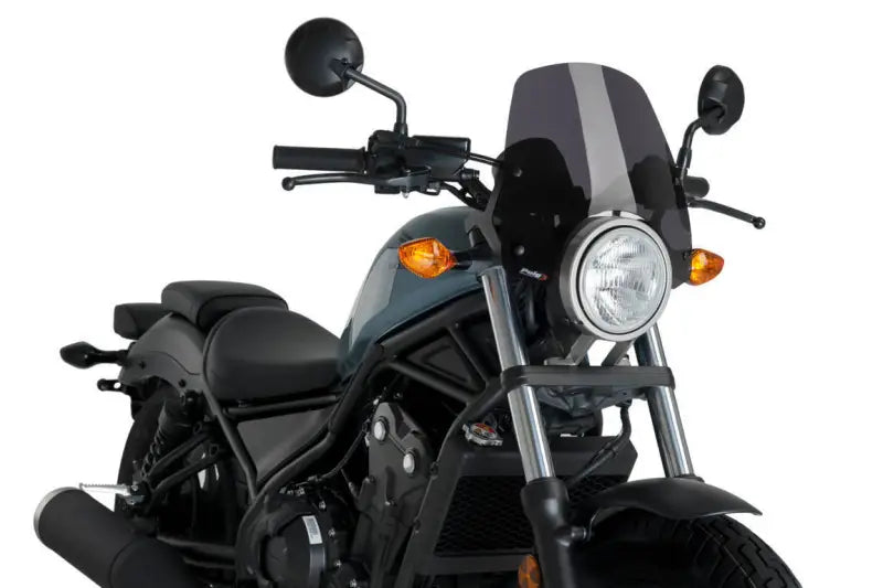 Black motorcycle with 3829F Windscreen Naked New Gen Sport Dark Smoke filter