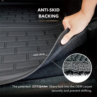 3D MAXpider 19-21 BMW X7 (G07) Behind 2nd Row Kagu Cross Fold Cargo Liner in Black, showcasing anti-skid backing detail to secure placement without harming carpet, Truck & Automotive, Floor Mats, AVADA - Best Sellers
