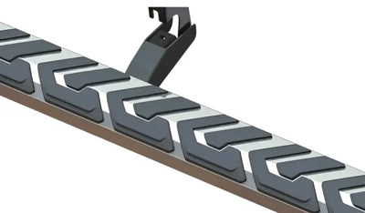 Black and gray Maxway T3 Series running board track mat with zigzag pattern