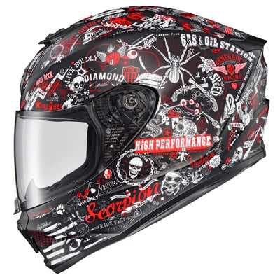 42-2223 Scorpion Exo Exo-R420 Full-Face Helmet Shake Ii Black/White Sm - Helmets
