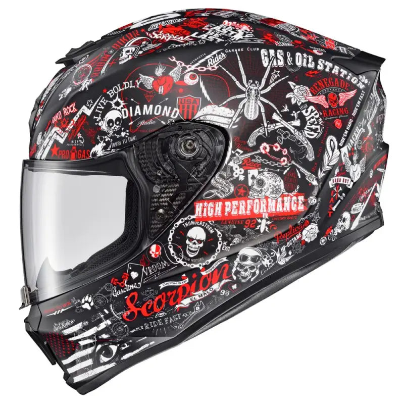 42-2223 Scorpion Exo Exo-R420 Full-Face Helmet Shake Ii Black/White Sm - Helmets