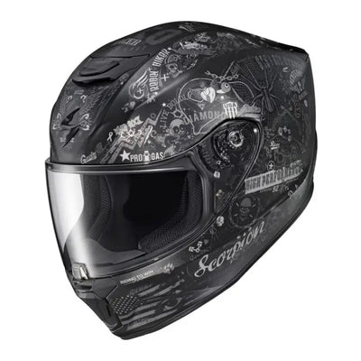 42-2223 Scorpion Exo Exo-R420 Full-Face Helmet Shake Ii Black/White Sm - Helmets