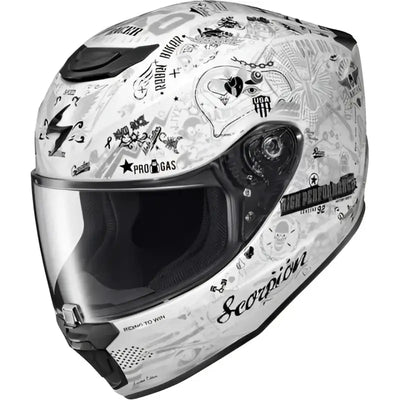 42-2226 Scorpion Exo Exo-R420 Full-Face Helmet Shake Ii Black/White Xl - Helmets