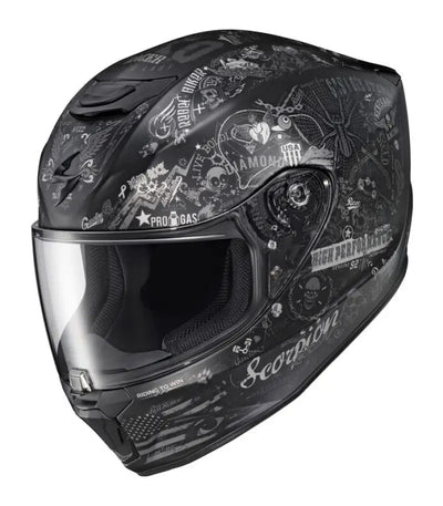 42-2227 Scorpion Exo Exo-R420 Full-Face Helmet Shake Ii Black/White 2X - Helmets