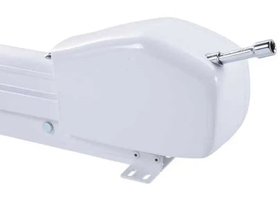 434724 Lippert Components Awning Arm for Patio Awnings, electric 12V arm, ideal for Solera patio setups.