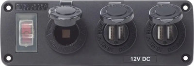 4365-BSS Blue Sea Panel Acc H2O 2 Usbs & Sckt - Switch