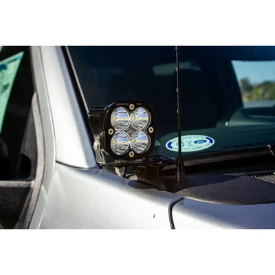 447695UP Baja Design Squadron Sport LED light bar in black housing with silver accents for F-150 pillar kit