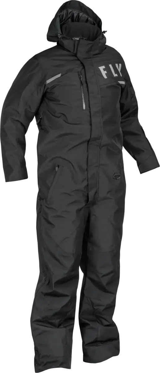 Black venture monosuit with hood for kids, style and warmth in one{’ ’}venture monosuit black