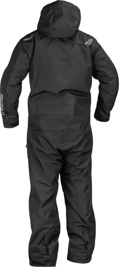Black hooded waterproof Youth Venture Monosuit for outdoor adventures
