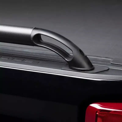 Black nylon Putco Black Nylon Boss Locker side rails on truck bed rack