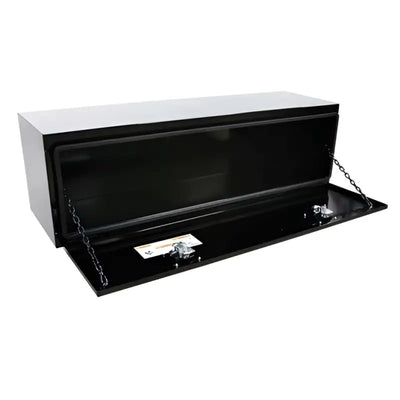 Black metal Chandler Equ Underbody Carbon Steel toolbox with chain lock and handle