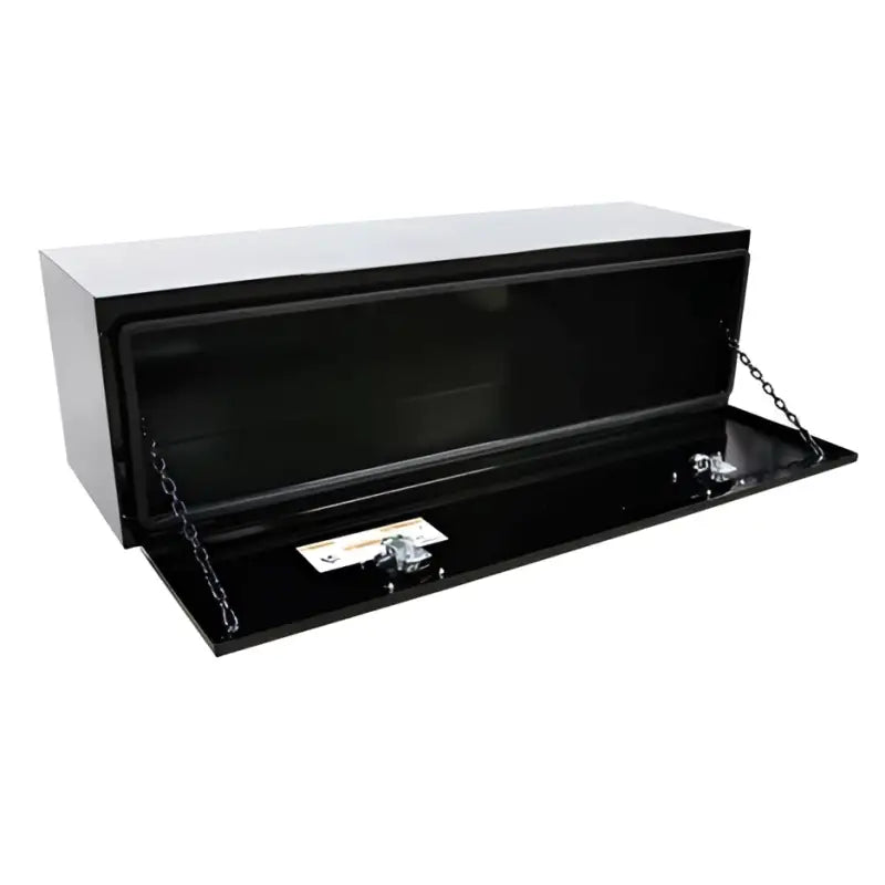 Black metal Chandler Equ Underbody Carbon Steel toolbox with chain lock and handle