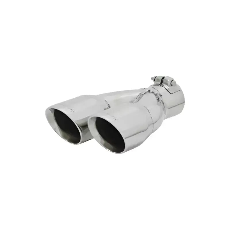 Chrome dual exhaust tip with clamp on Speedfx -12an hose end, fits -12an gear