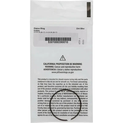 Piston rings for Cobra dirt bike, fits Vertex pistons, RV parts & accessories