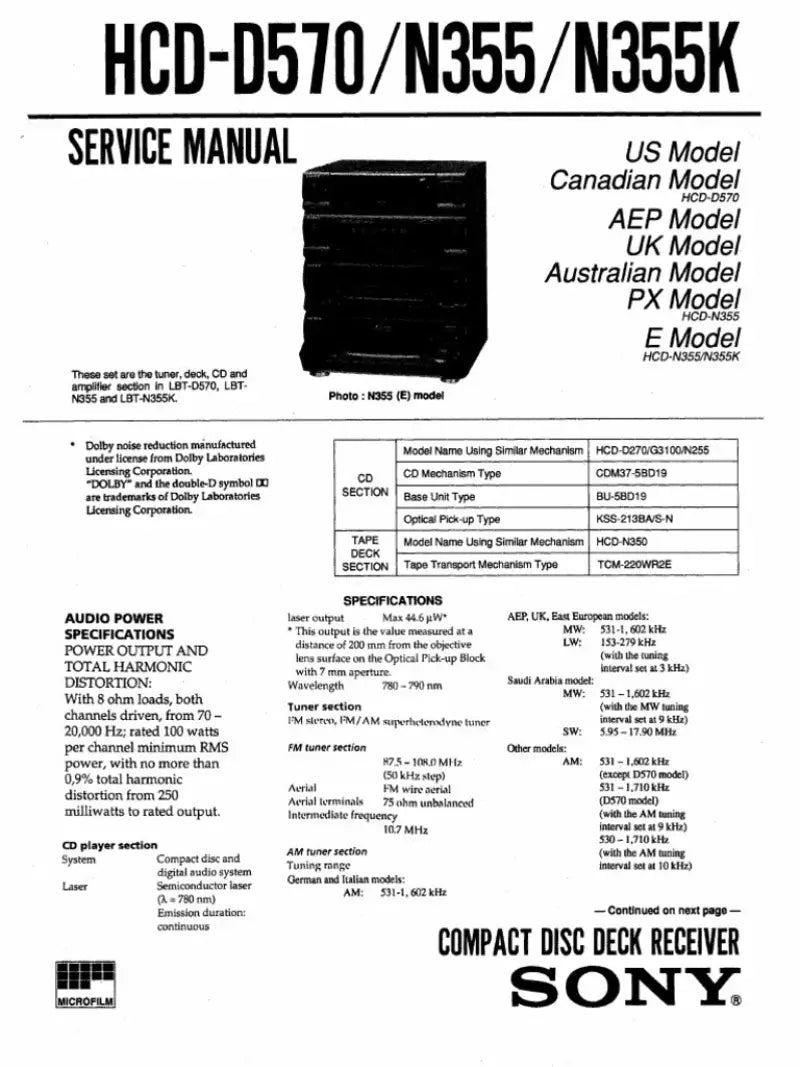 Stereo system service manual for 531-AW Digital Antn 4 Am Fm Antenna White