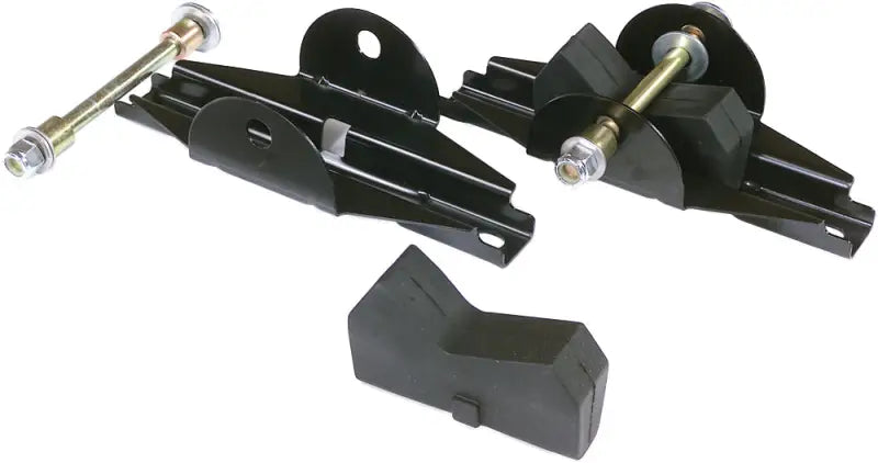 Black metal and rubber ski mount kit for Bombardier Ski Mount Kit Bomb mounted on vehicle