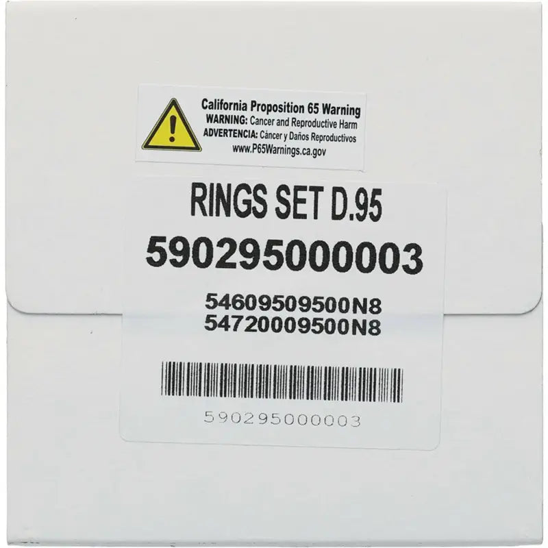 White cardboard box with piston rings and warning labels for Vertex Pistons Only