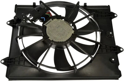 Black plastic fan assembly for Dorman radiator fan assembly replacement or repair