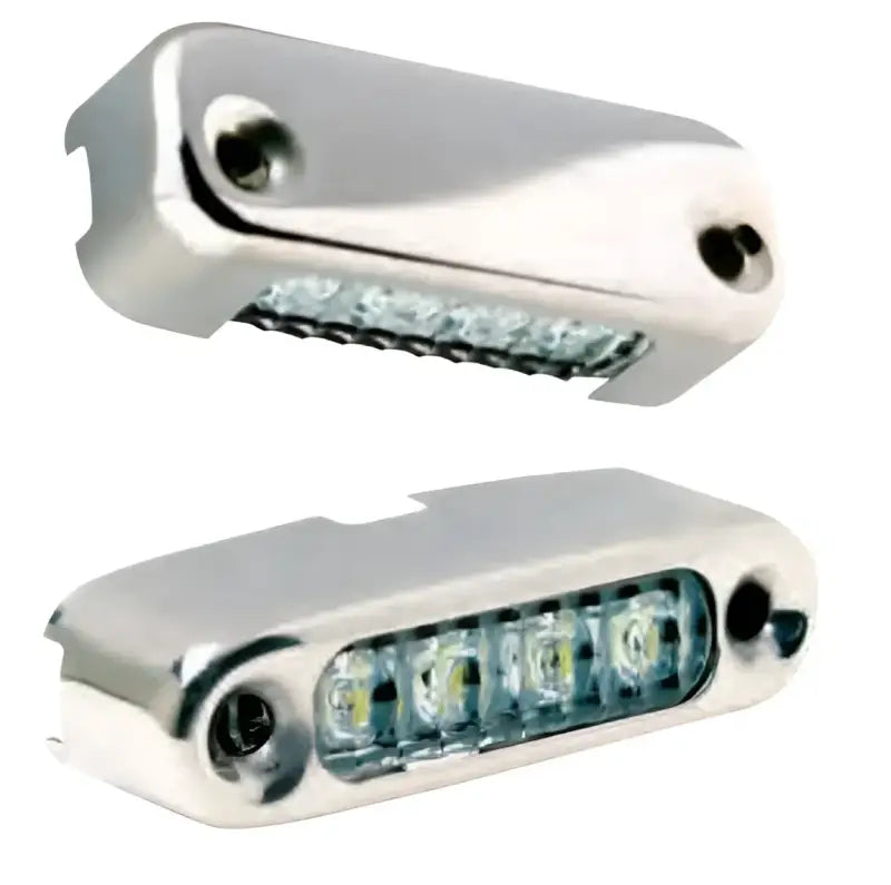 Two chrome LED boat lights for 6350W7 Attwood Marine Int Micro Wht Vert system
