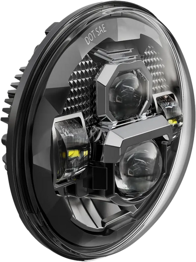 Round LED headlight with chrome accents for Rugged Ultra View 7 Inch LED Headlight Rugged Ultra View Black