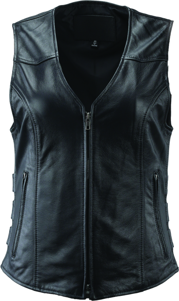 River Road Plains Leather Vest Black Womens - XL - 094415