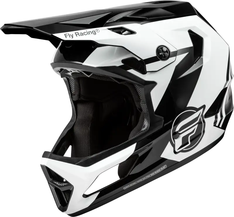 White and black full-face dirt bike helmet from Youth Rayce helmets 73-3609YL