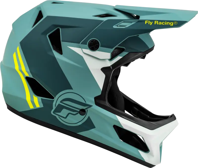 Youth Rayce helmets 73-3610YL full-face downhill mountain bike helmet in teal green white yellow