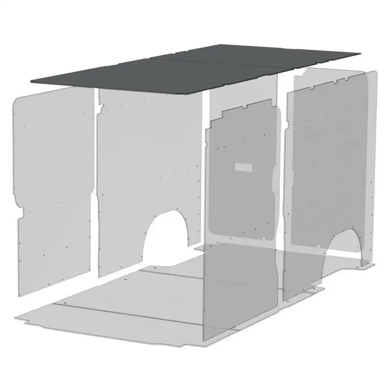 Exploded van interior paneling kit with Legend Fleet Duratherm Ceiling Liner