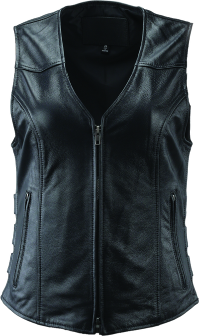 River Road Plains Leather Vest Black Womens - Large - 094414