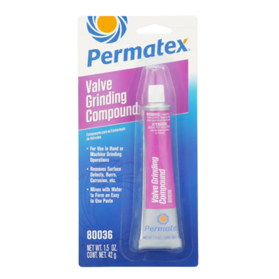 Permatex 80036 valve grinding compound in pink tube with blue packaging