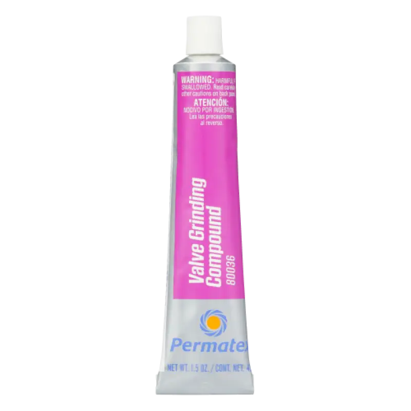 Pink and white tube of Permatex 80036 valve grinding compound