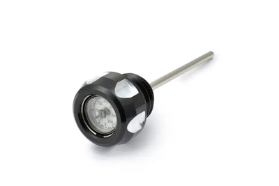 Black and silver oil temp dip stick for measuring oil temperature in engines
