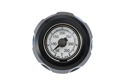 Gray temperature gauge cap for oil temp dip stick on 88252 Harddrive Oil Temp Dip Stick M8 Black And Machined