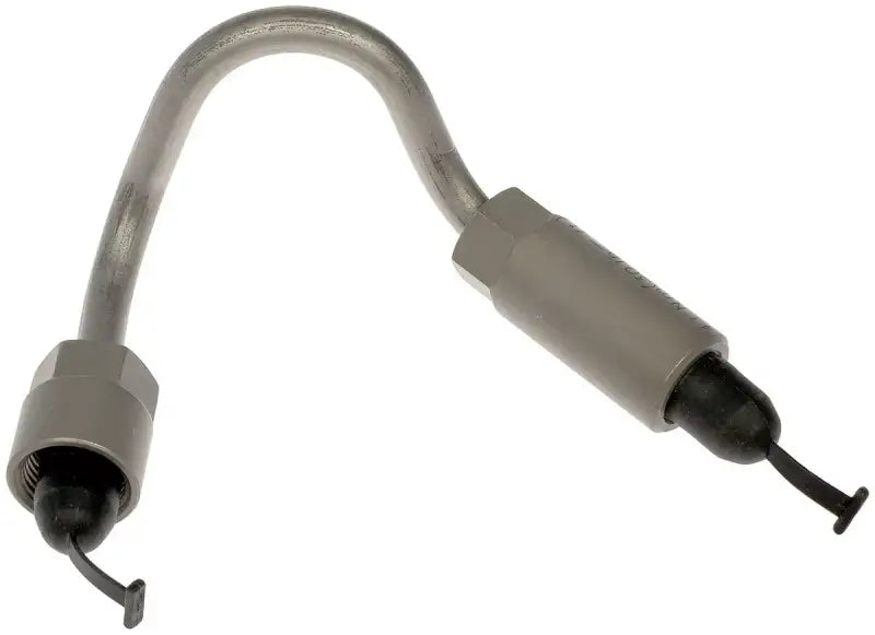 Bent metal fuel line with protective caps for Dorman Fuel Injector Feed Line replacement