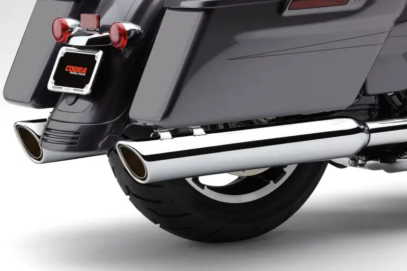 909 Twins 4" Slip Ons Chrome Flh/Flt 17 22 - COBRA