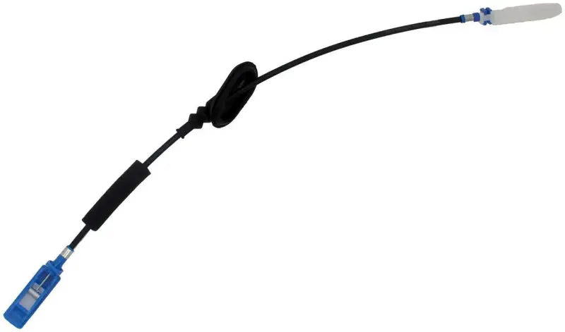 Black cable with blue and white connectors for Dorman door release cable assembly