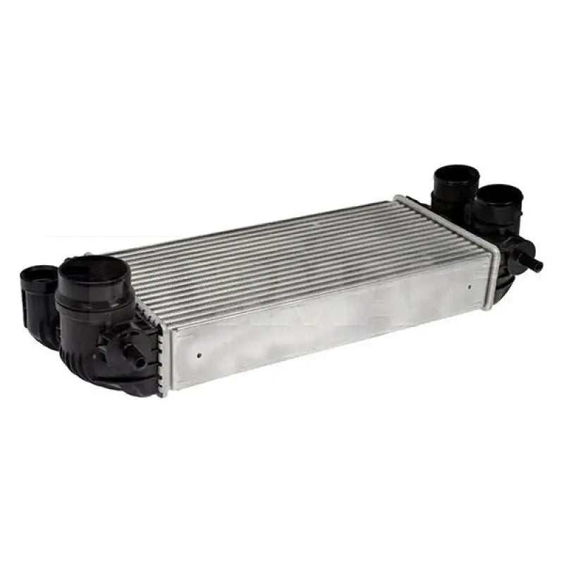 Silver Dorman Turbocharger Air intercooler with black plastic end tanks for turbocharger air