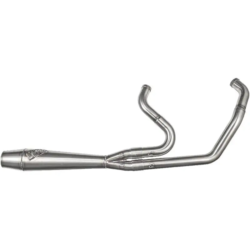 Motorcycle exhaust system with dual headers and swept-up muffler for 930-01074 Sawicki 2In1 TC Softail