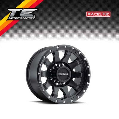 Black Raceline 934B off-road wheel with matte finish and silver lug nuts