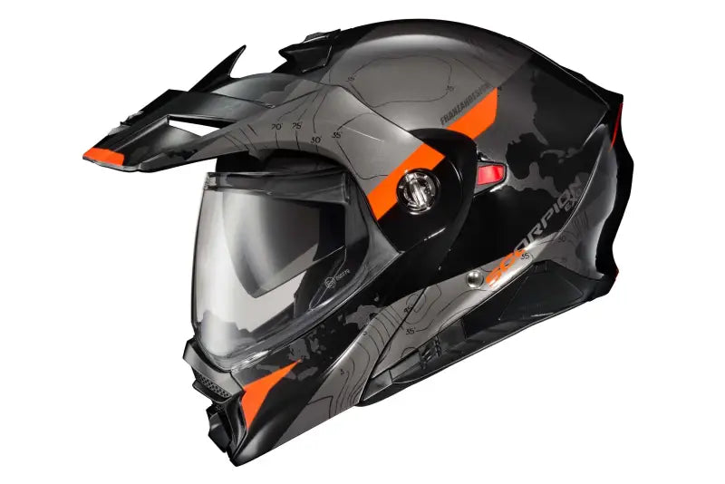 SCORPION EXO 96-1033 Exo At960 Modular Helmet Topographic Black/Orange Sm