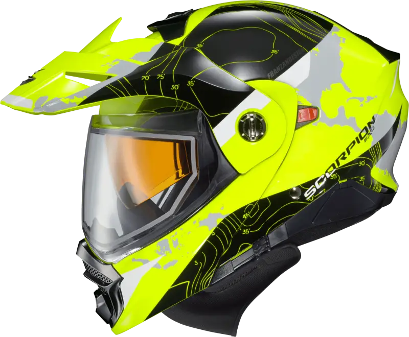 96-1055-SD Scorpion Exo Exo-At960 Cold Weather Helmet Topographic Hi-Vis Lg (Dual) - RV and Auto Parts