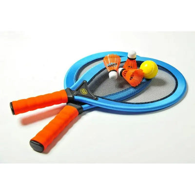 G.S.I.Sports freestyle racket set with rackets and shuttlecocks for badminton fun