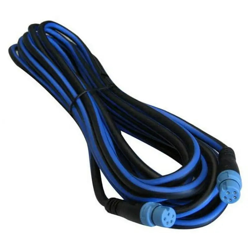 A06036 Raymarine Seatalk Ng Backbone Cable 5M in black and blue, coiled with connectors visible. High-quality, durable construction designed for reliable marine communication.