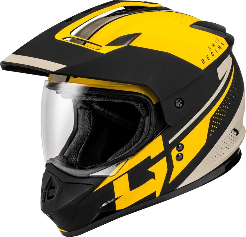 A11161225 Gmax Gm-11 Decima Helmet Matte Black/Yellow/Grey Md - RV and Auto Parts