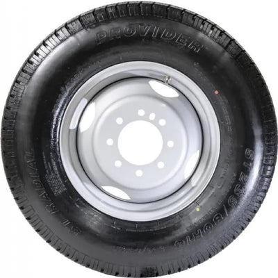 Black tire mounted on gray 16-inch wheel for A16RTK477HDM Taskmaster St235/80R16