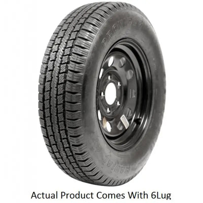 A225R645BMEM Taskmaster St225/75R15 10 Ply Provider tire on 15X6 wheel, designed for trailers and utility vehicles, ensuring durability and reliability with 10-ply construction.