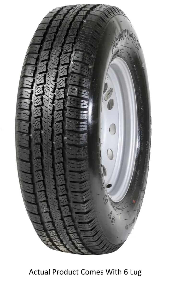 Black tire with silver rim for Taskmaster ST225 75R15 10 Ply wheel setup