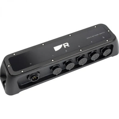 Black 5 Port Raymarine Gigabit Switch with multiple network ports for seamless connectivity