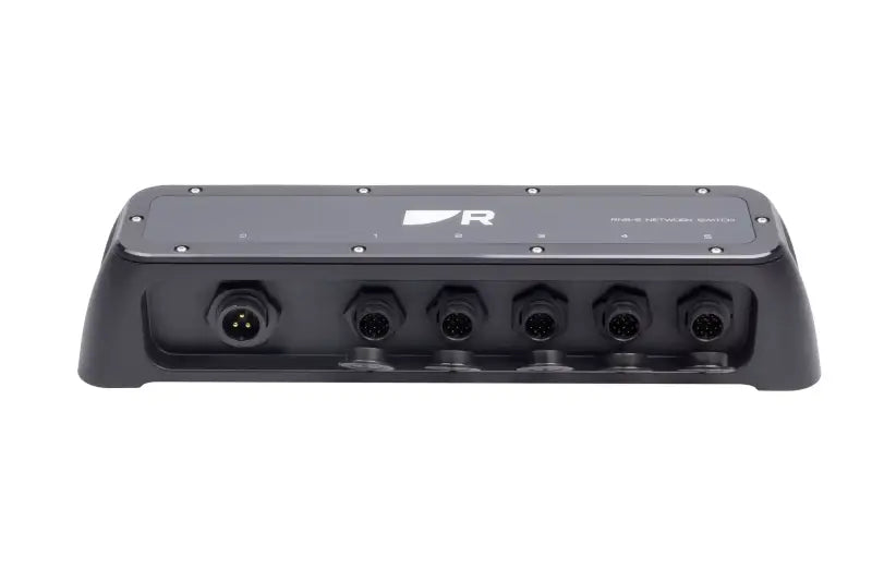 Black Raymarine A80731 5 Port Raynet Gigabit Switch with multiple electronic ports
