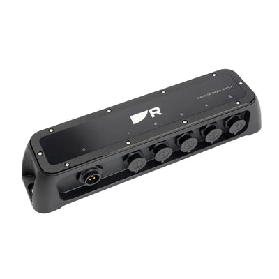 Black Raymarine A80731 5 Port Gigabit Switch with multiple network ports